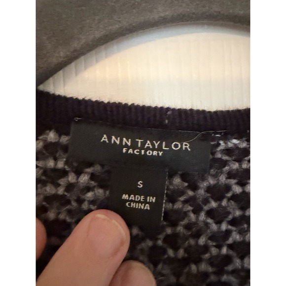 Ann Taylor LOFT Womens Small Black Gray Long Cardigan Open Front Sweater - Picture 3 of 9